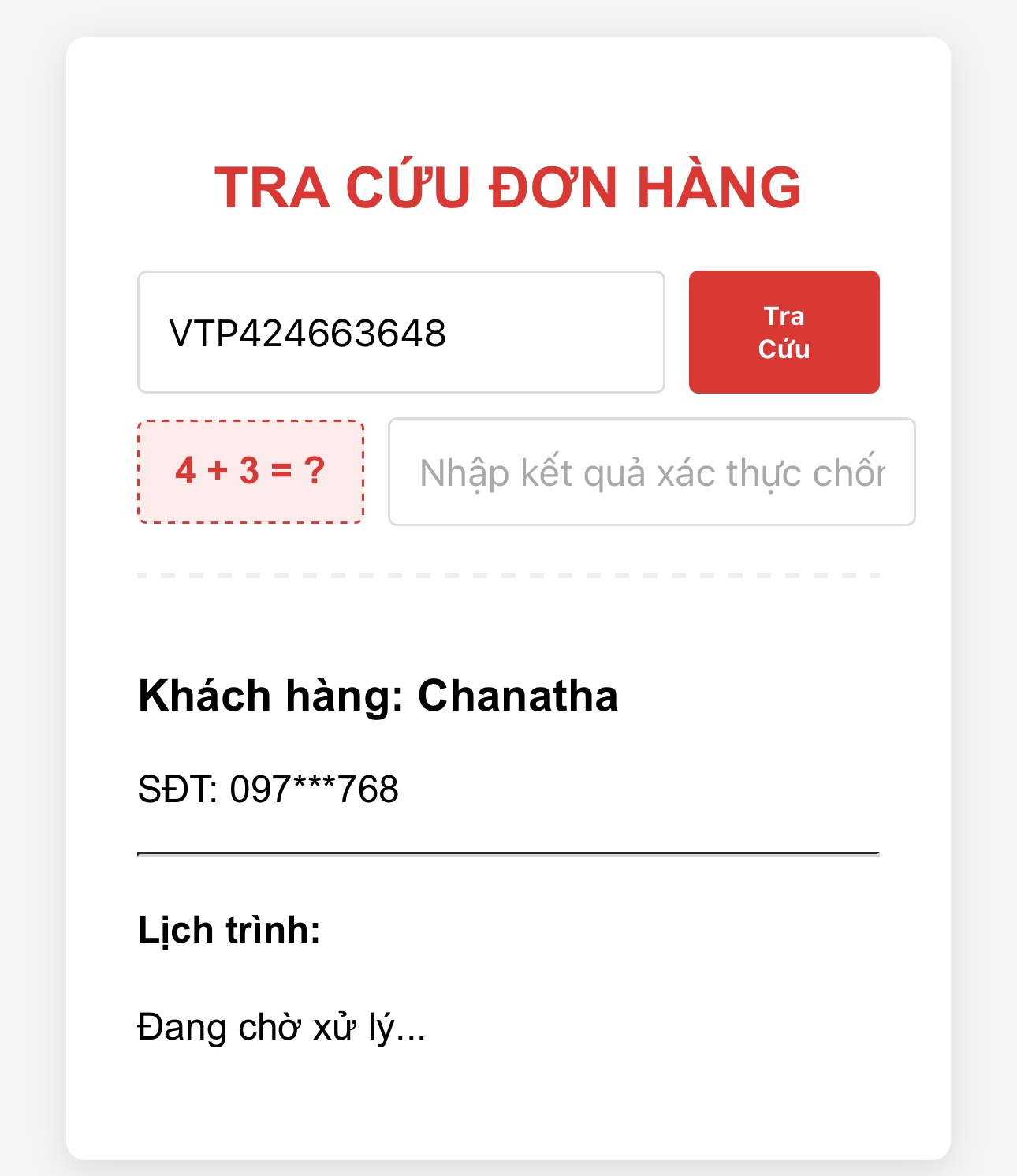 Bảng quản lý đơn hàng và tra cứu vận đơn